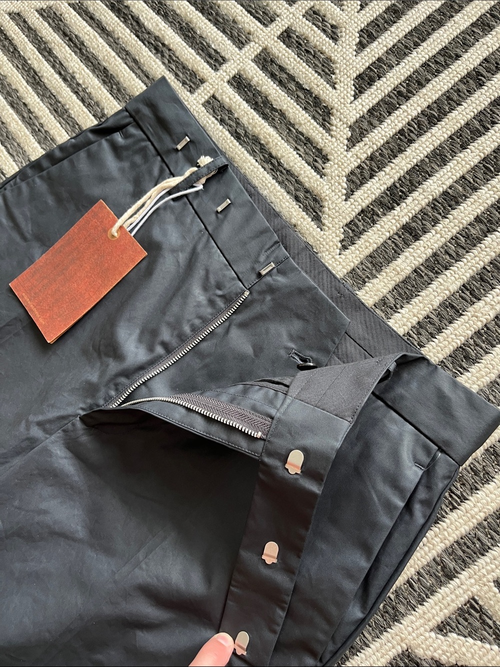 Zara Woman’s Black Baggy Fit Straight-Leg Chino (faux leather style)
